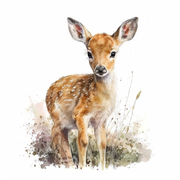 Baby Deer Baby Deer Clipart baby deer watercolor Watercolor Woodland Animal Nursery Woodland Nursery decor Nursery wall Animal prints