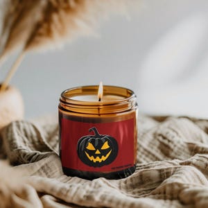 Soy Candle, Halloween Dark Pumpkin Candle, Gift for Pumpkin Lovers, Fall Candle, Black Lid Candle, Halloween Decor, Pumpkin Spice Candle,