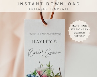 Gracias etiqueta despedida de soltera / etiqueta de favor / despedida de soltera / etiqueta de favor personalizada / regalo de agradecimiento / descarga instantánea / etiqueta de regalo / HEN01