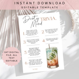 Dirty Minds Bachelorette Game | Printable Game | Bachelorette Party Dirty Minds | Bachelorette Party Games | Drinking Game | HEN01