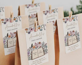 Erstes Kapitel Dekorationen Geburtstag | Storybook Geburtstag Gastgeschenk Anhänger | Anpassbare Babyparty Dekoration | Eines für das Bücher-Thema | DL016
