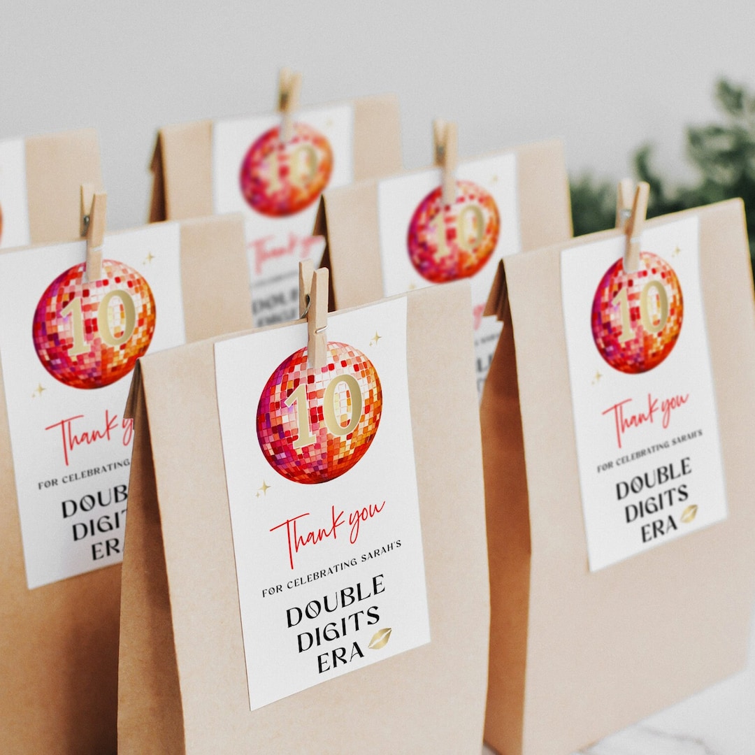 In My Double Digit Era Thank You Tag | Taylor Party Favor Décor | Red ...