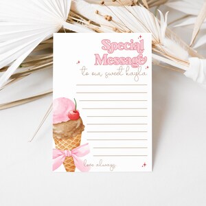 Pastel Ice Cream First Birthday Well Wishes Card | Special Message Keepsake | Girls 1st Birthday Guest Book | Sweet One Party Game | DL013