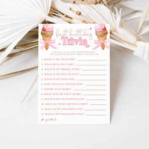 Who Knows The One Year Old Best Game Printable | Ice Cream First 1st Birthday Trivia | Baby Girl Party Quiz | FUN Games Adults Kids | DL013