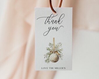 Weihnachten Dankeschön Geschenkanhänger Vorlage | Bearbeitbare Greenery Holiday Party Labels | Rustikales Bauernhaus Dekor | Sofort Download | SEA02