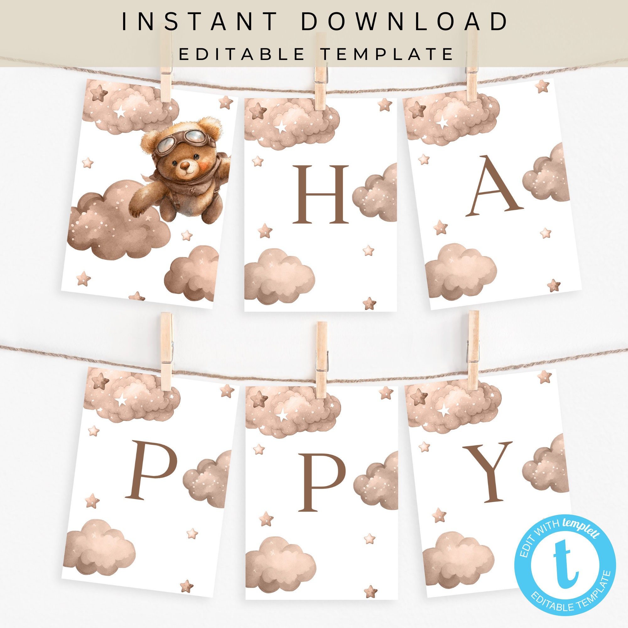 Personalized Teddy Bear Happy Birthday Banner I Beary First Birthday ...