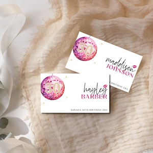 Retro Name Place Card Template | Pink Disco Party Décor | In my Birthday Era Theme | Buffet Food Table Labels | Flat & Folded Digital | TR06
