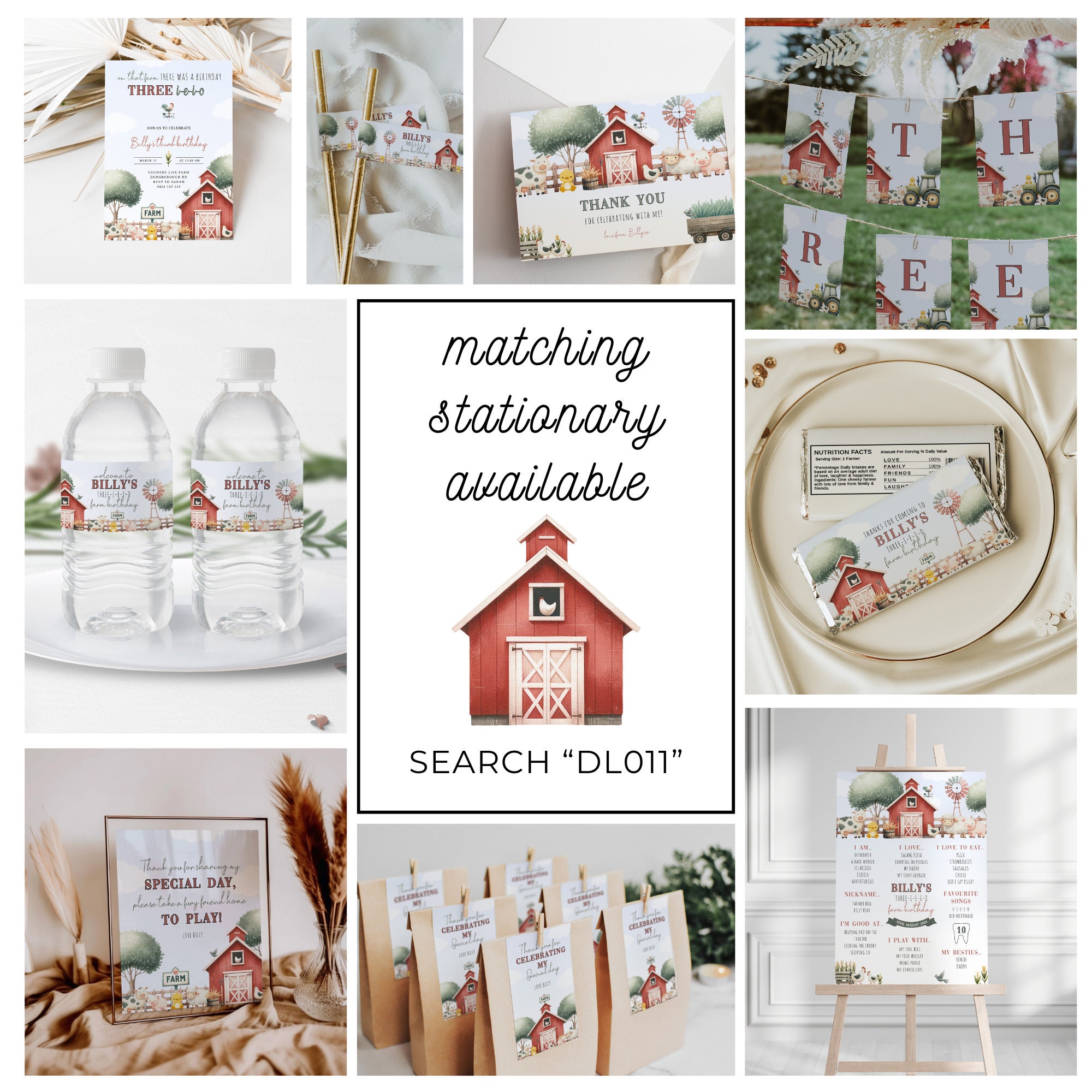 Farm Animal Thank You Card | Barn Yard Bash Birthday Party | Editable ...