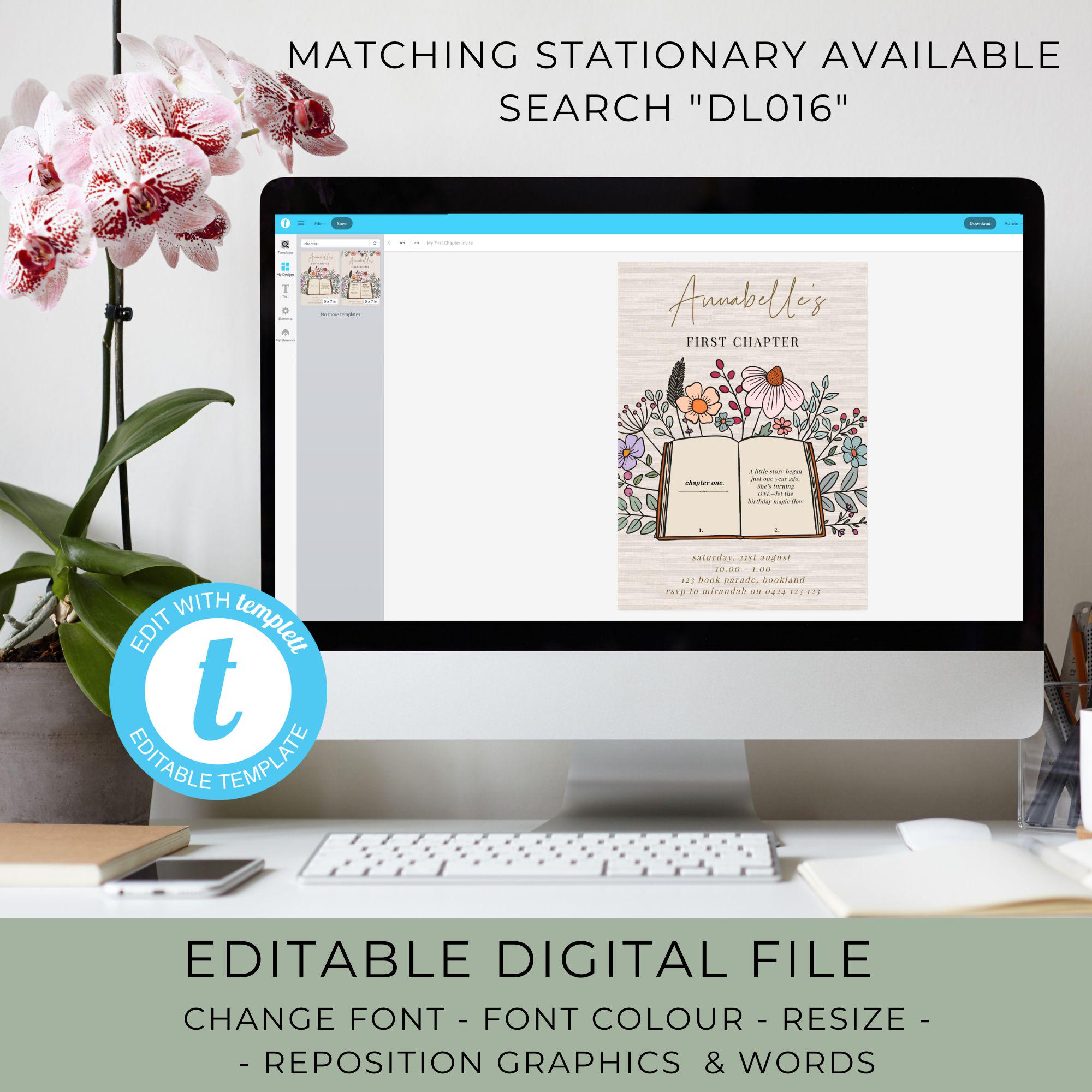 Chapter One Themed Water Bottle Label Template | Floral Boho Book ...