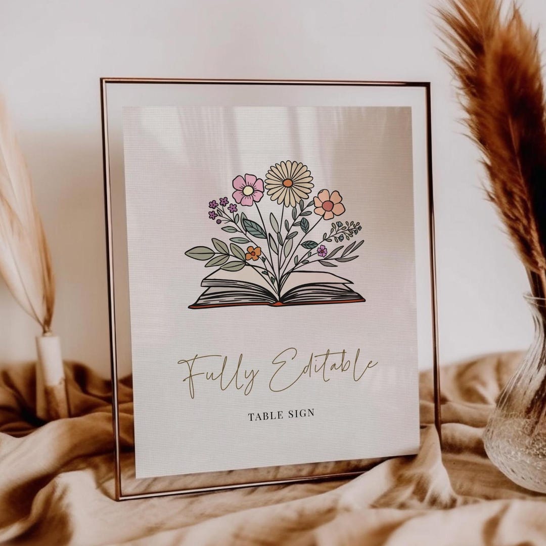 EDITABLE First Chapter Table Sign Templates | Custom Book Theme Décor ...