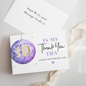 à l'époque de mon 10e anniversaire carte de vœux | Décoration d'anniversaire mauve Swift modifiable | Modèle plat et plié | Tout âge en téléchargement numérique | DL010