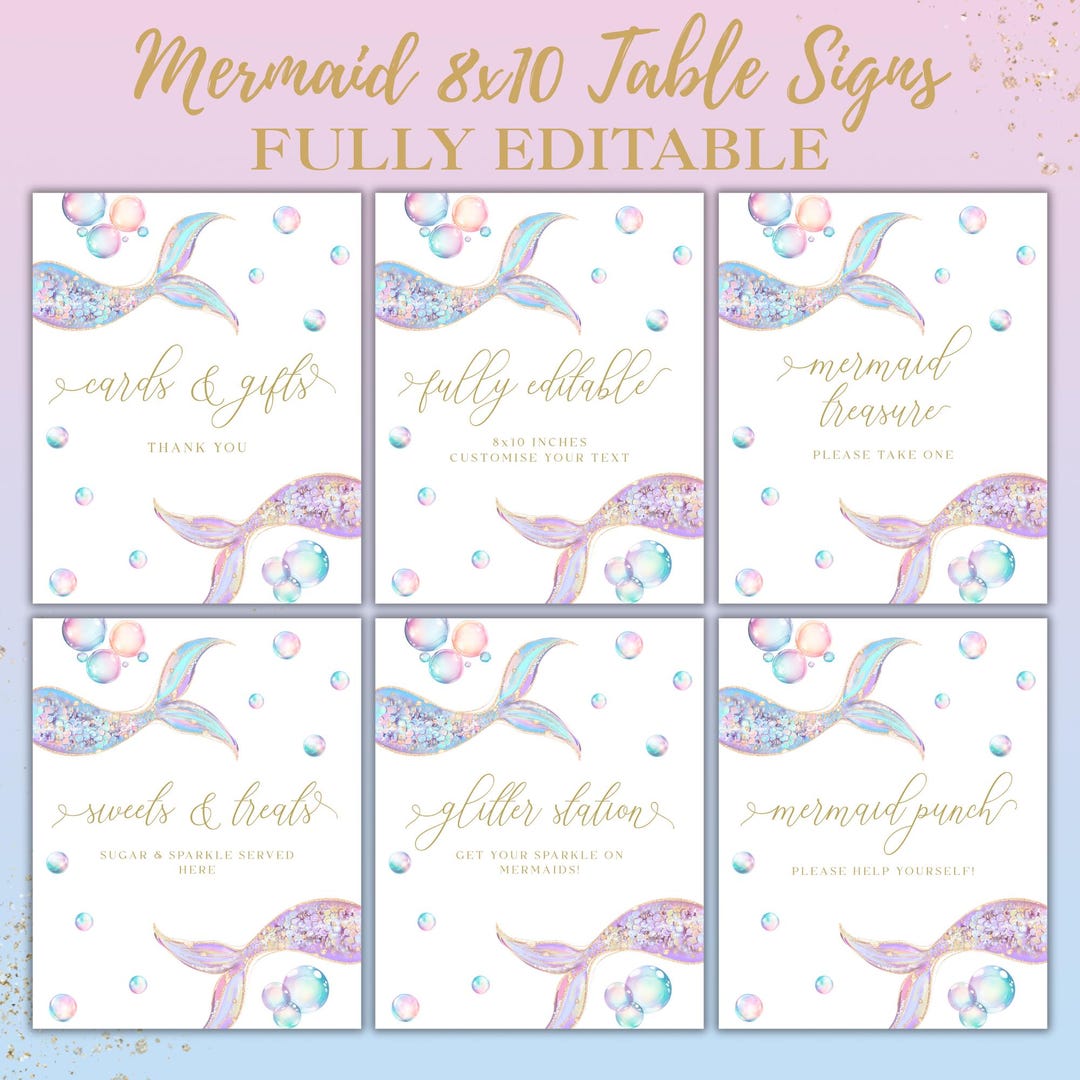 Under the Sea Table Sign | Pastel Ocean Party Decor | Mermaid Birthday ...