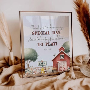 Adopt A Farm Animal | Digital Download | Barnyard Birthday Games | Thank You Party Favor Sign | Barnyard Bash | Farm Birthday Décor | DL011