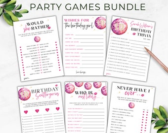 10th Birthday Party Game Bundle | Tween Girls Sleepover Activities | In My Tenth Birthday Era | Pink Disco Theme | Instant Download | TR06