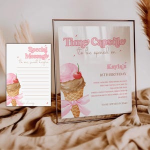 Ice Cream Time Capsule Template | Special Message Card | Girls Pastel 1st Birthday Letter | Sweet One Party Game | Milestone Keepsake |DL013