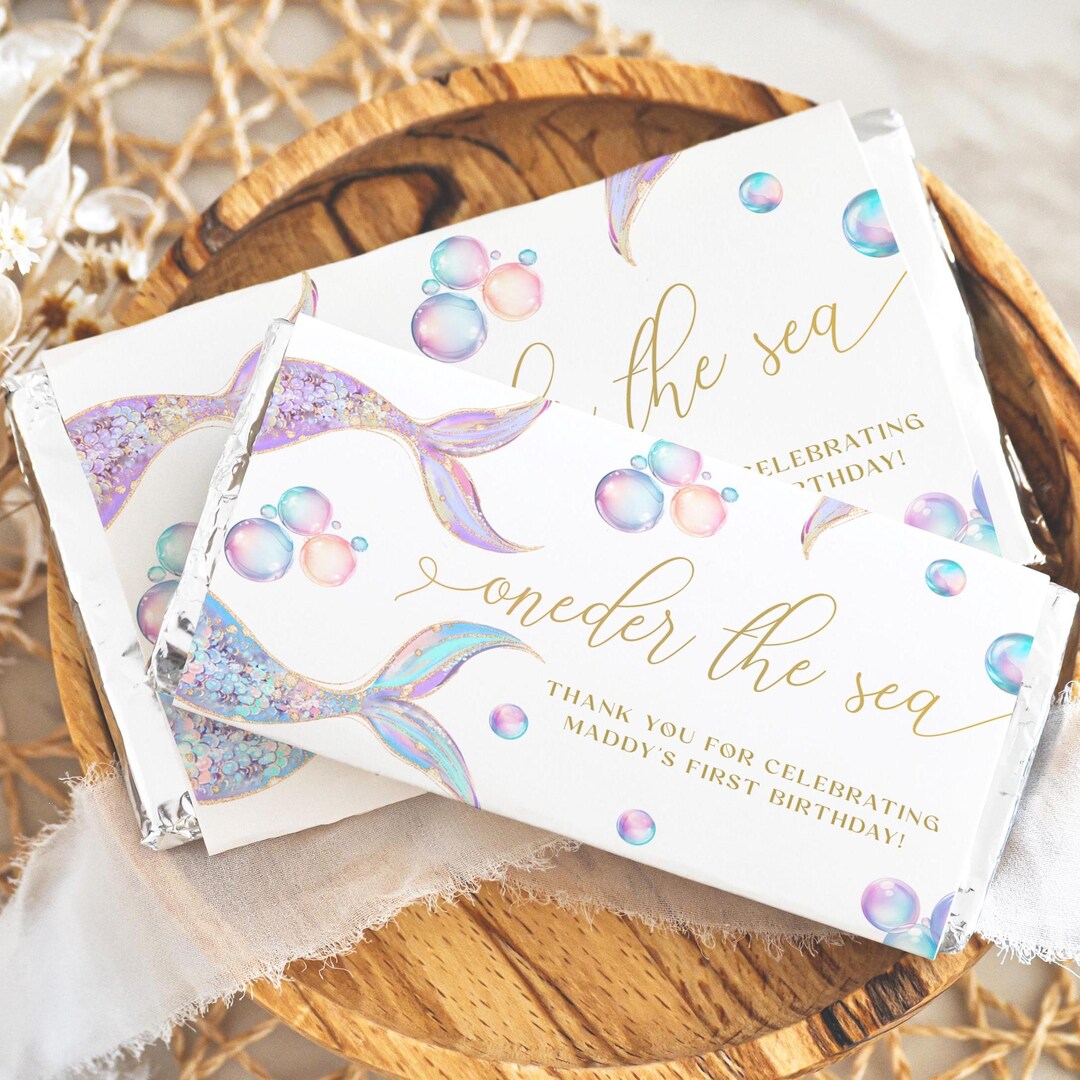 Oneder the Sea Birthday Favors | Mermaid Candy Bar Wrapper | Editable ...