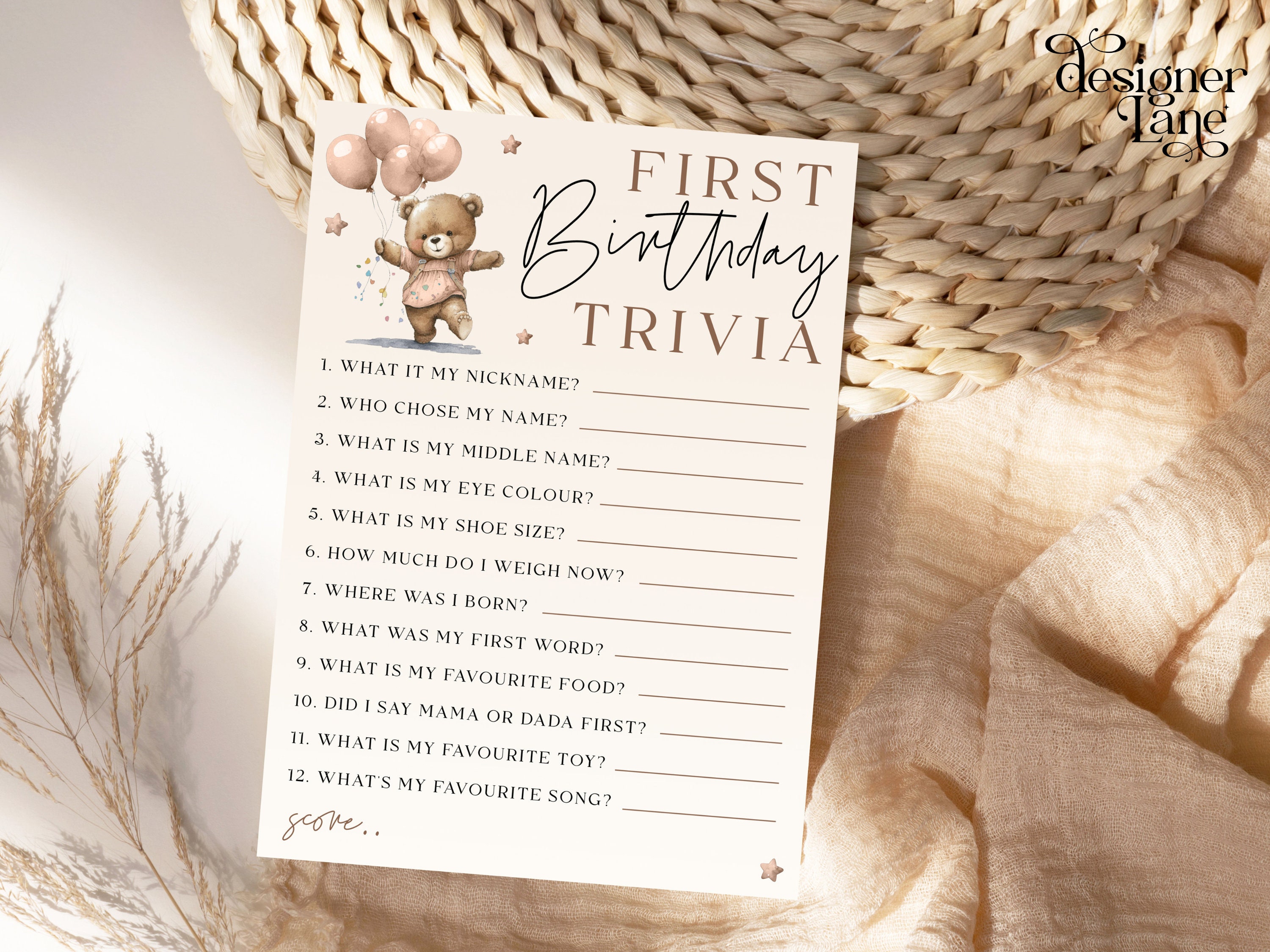 Who Knows the Birthday Boy Best Card 1st Birthday Party Games Gender