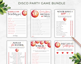 10th Birthday Party Game Bundle | Tween Girls Sleepover Slumber Activities | Double Digit Era | Red Gold Disco | Instant Download | DL010