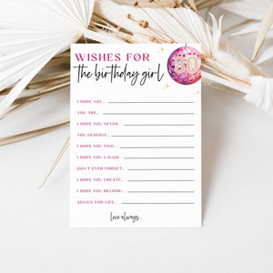 Plantilla de tarjeta de deseo de cumpleaños / En mi era de cumpleaños / Alternativa al libro de visitas / Decoración y recuerdos de fiesta retro hot pink / Descarga instantánea / TR06