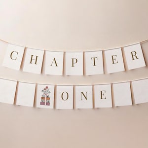 Chapter One Banner | First Birthday Decor | Storybook Theme | Digital Download | Milestone Celebration |  Floral Vintage Boho Bunting |DL016