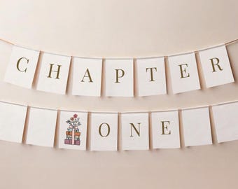 Chapter One Banner | First Birthday Decor | Storybook Theme | Digital Download | Milestone Celebration |  Floral Vintage Boho Bunting |DL016