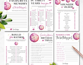 30Th Birthday Party Games Bundle | In My Thirties Era Theme | Fun Printable Games | Editable Pink Disco Women&#39;s 1993 Décor | TR06