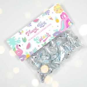 Water Slide Treat Bag Topper Template | Pool Party Birthday Favour | Candy Loot Bag Topper | Editable Tropical Summer Party Décor | DL008