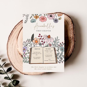 First Chapter Birthday Theme Girl | Storybook 1st Birthday Invitation | Book Themed Party Decor | Editable Invite | Boho Floral | DL016
