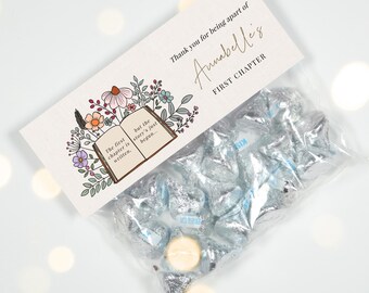 Erstes Kapitel Dekorationen Geburtstag | Storybook Favor Bag | Vintage Blumen druckbare Party Topper | Bearbeitbares Etikett für Mädchen | DL016