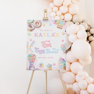 Forever Sweet Birthday Party Welcome Sign | 4th Birthday Four Ever Sweet Candy Land | Girls Pastel Ice Cream Donut Sprinkles Poster | DL006