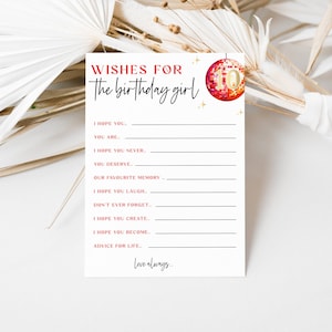 Tween Birthday Wishes Card Template | In My Birthday Era Keepsake | Double Digit Guestbook Alternative| Red and Gold Disco | Retro | DL010