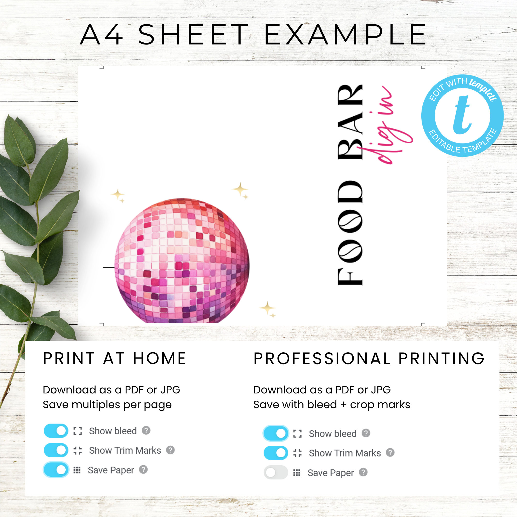 Fully Editable Custom Sign Template Pink Retro Birthday Theme Printable ...
