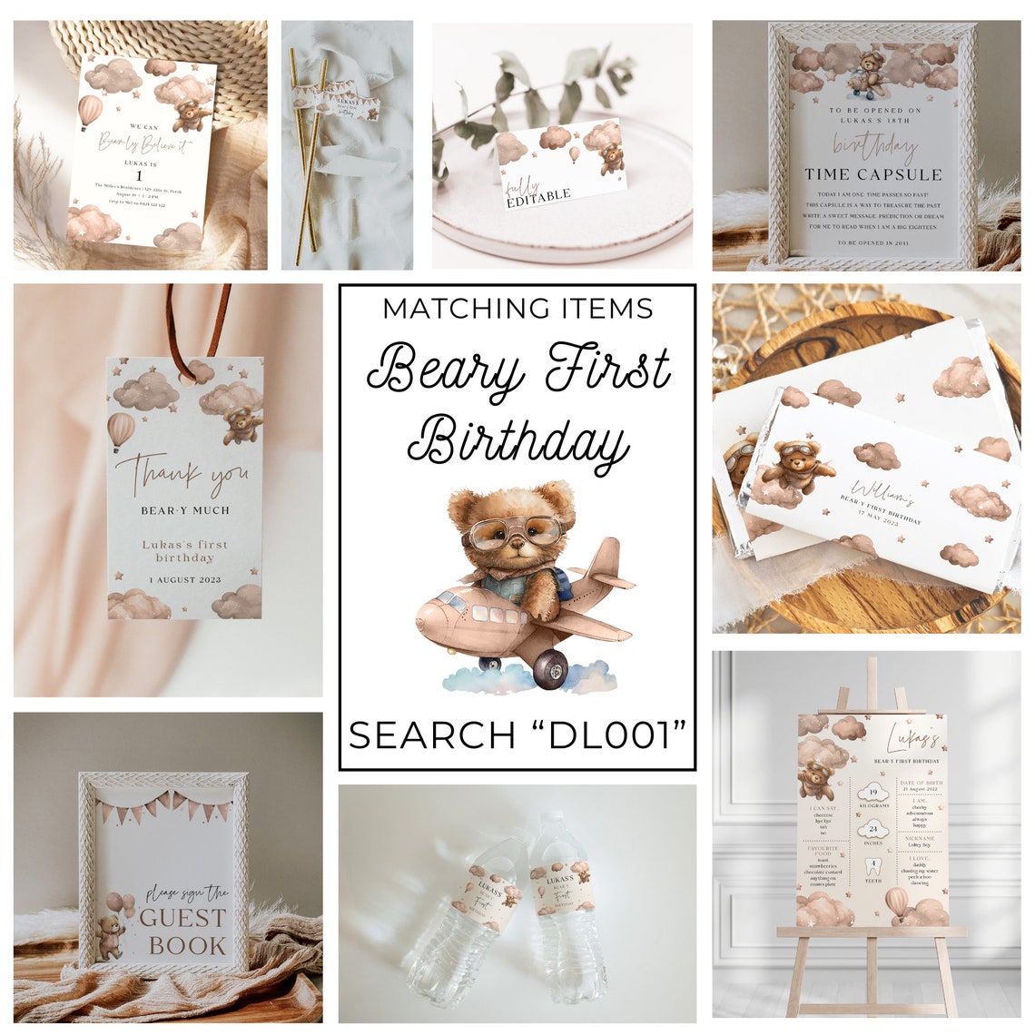 Teddy Bear Time Capsule Sign Template | 1st Birthday Special Message ...