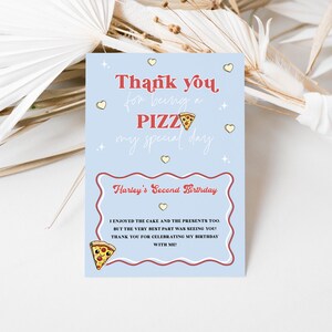 Editable Pizza Thank You Cards | Pizza Party Thank You Card Template | Retro Style Printable Party Supplies | Blue Boys Party Favor | DL012