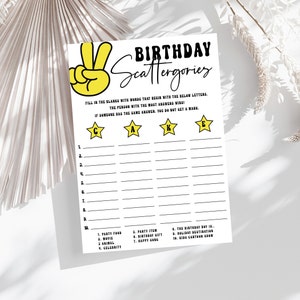 Birthday Scattergories Party Game Template | One Cool Dude 1st Birthday Games | Printable Happy Face | Birthday Game For Adults | DL012
