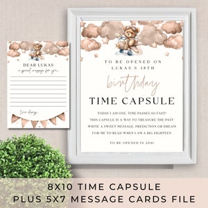 Teddy Bear Time Capsule Sign Template | 1st Birthday Special Message ...