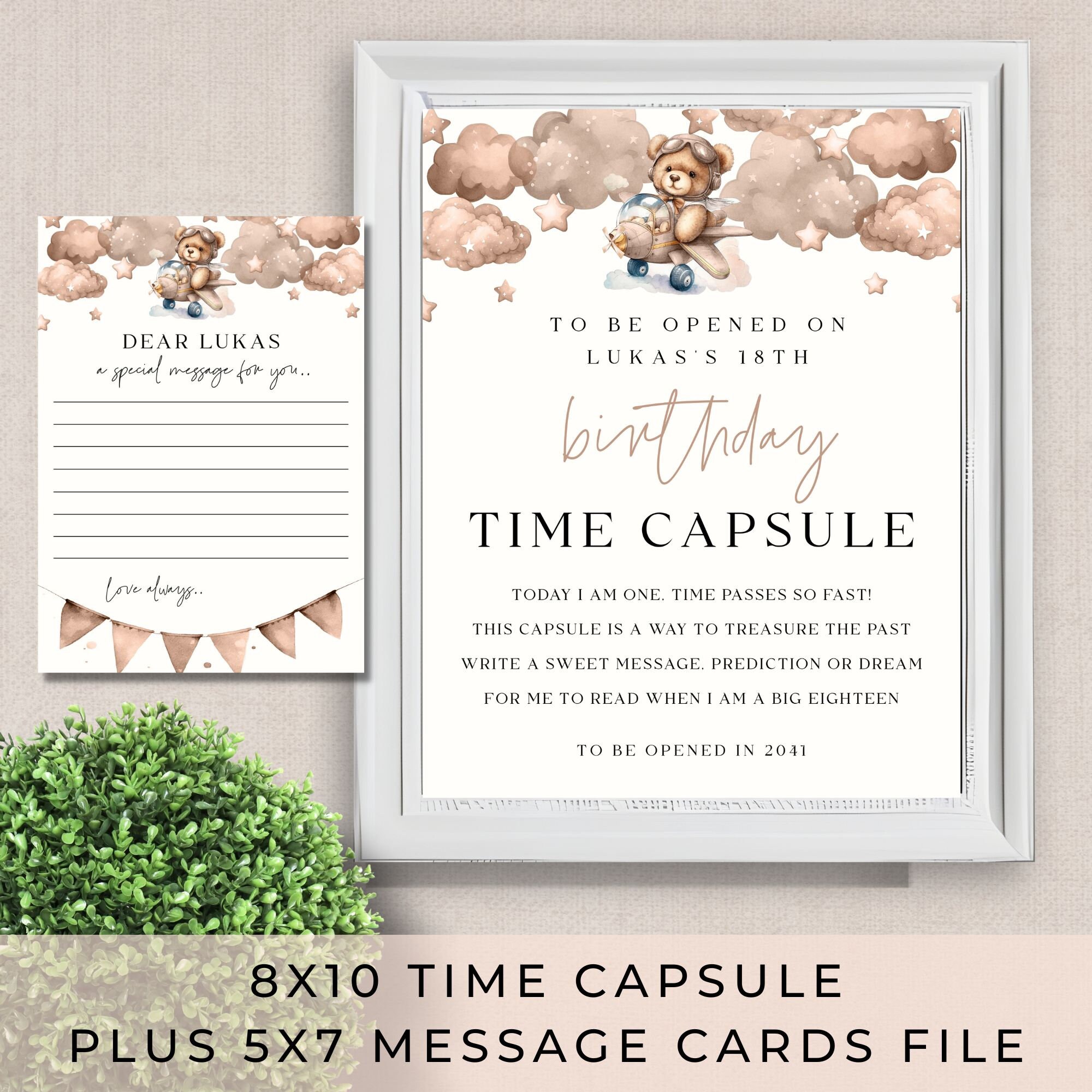 Teddy Bear Time Capsule Sign Template | 1st Birthday Special Message ...