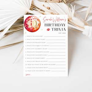 Jeu-questionnaire d'anniversaire | Qui connaît le mieux la fille qui fête son anniversaire | Téléchargement instantané | Jeu-questionnaire personnalisé | d'activités de soirée pyjama | DL010