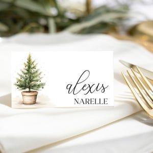 Christmas Place Card Template | Rustic Farm Christmas Party Table Setting Décor | Editable Food Buffet Labels | Custom Name Cards | SEA02
