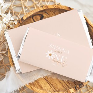 Daisy Candy Bar Wrapper | Editable Daisy Birthday Girl Chocolate Wrapper | Pink Onederful Chocolate Bar Wrapper | Chocolate Labels | DL003