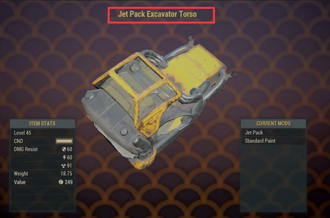 Fallout 76 PC LEGACY Jet Pack Excavator Torso level 45 Etsy