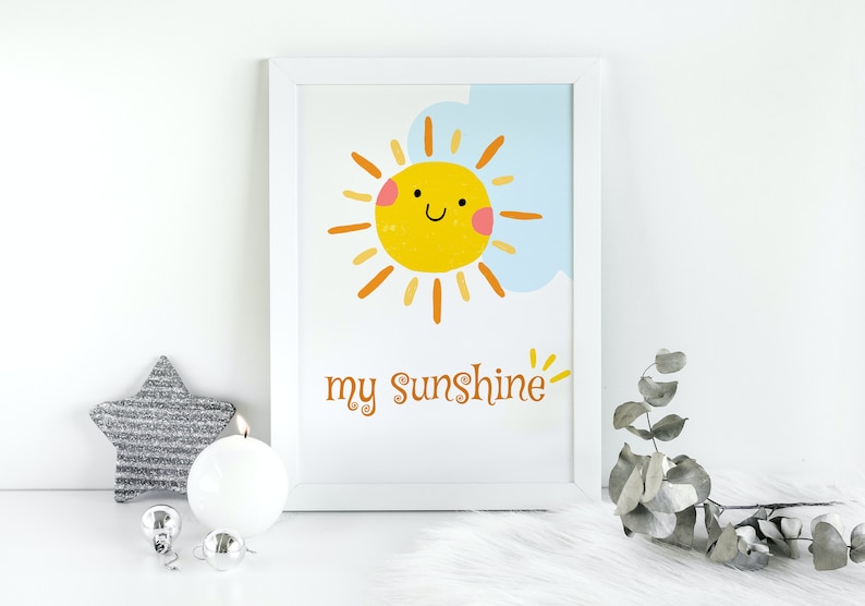 You Are My Sunshine Wall Art Set - 4 Piece Nursery & Kids Room Decor, 11x11 Inch Prints On Foam Board - View #5