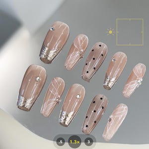 Hand-painted press on nails |party press on nails | Ribbon nails |cute nails |Elegant nails |almond nails| y2k nails