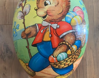 New 6” Germany Peter Rabbit Paper Mache Easter Egg Box Beatrix