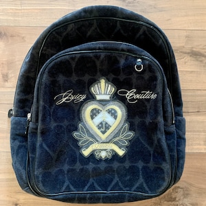 Juicy Couture Velour Heart Backpack, Black