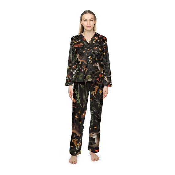 Mushroom Vintage Women's Satin Pajamas AOP - Etsy