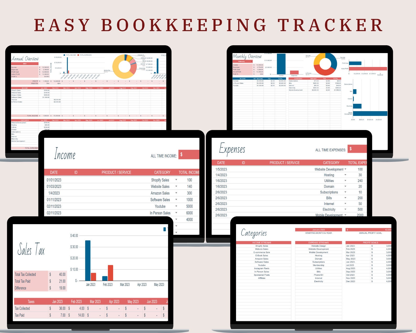 Small Business Bookkeeping Template Easy Bookkeeping - Etsy