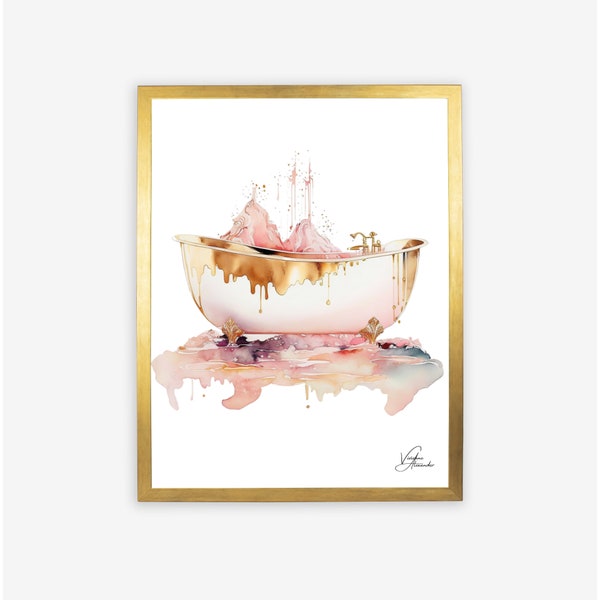 Pink Gold Wall Art Etsy