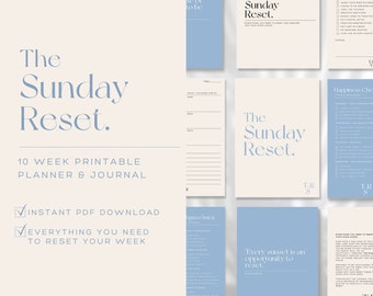 Planner e diario stampabili di 10 settimane di The Sunday Reset // Planner digitale e stampabile // Organizzati con il planner The Sunday Reset