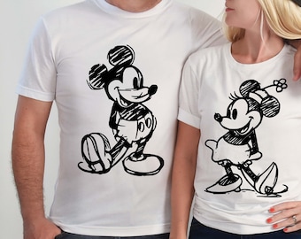 Mickey Minnie Sketch Shirt, Disneyland Shirt, Disney Couple Shirts, Matching Disney Shirts, Family Disney Trip Shirt, Disney Vacation Shirt